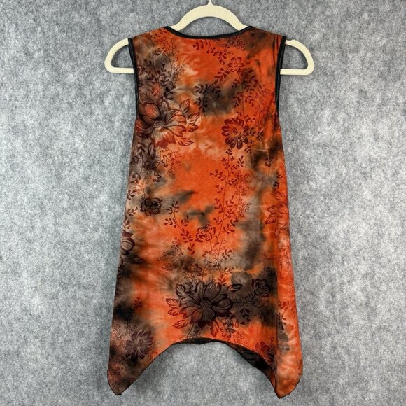 Sami + Jo Velvet Burnout Top M Orange Floral Handkerchief Fall Fairy Grunge - Picture 5 of 10